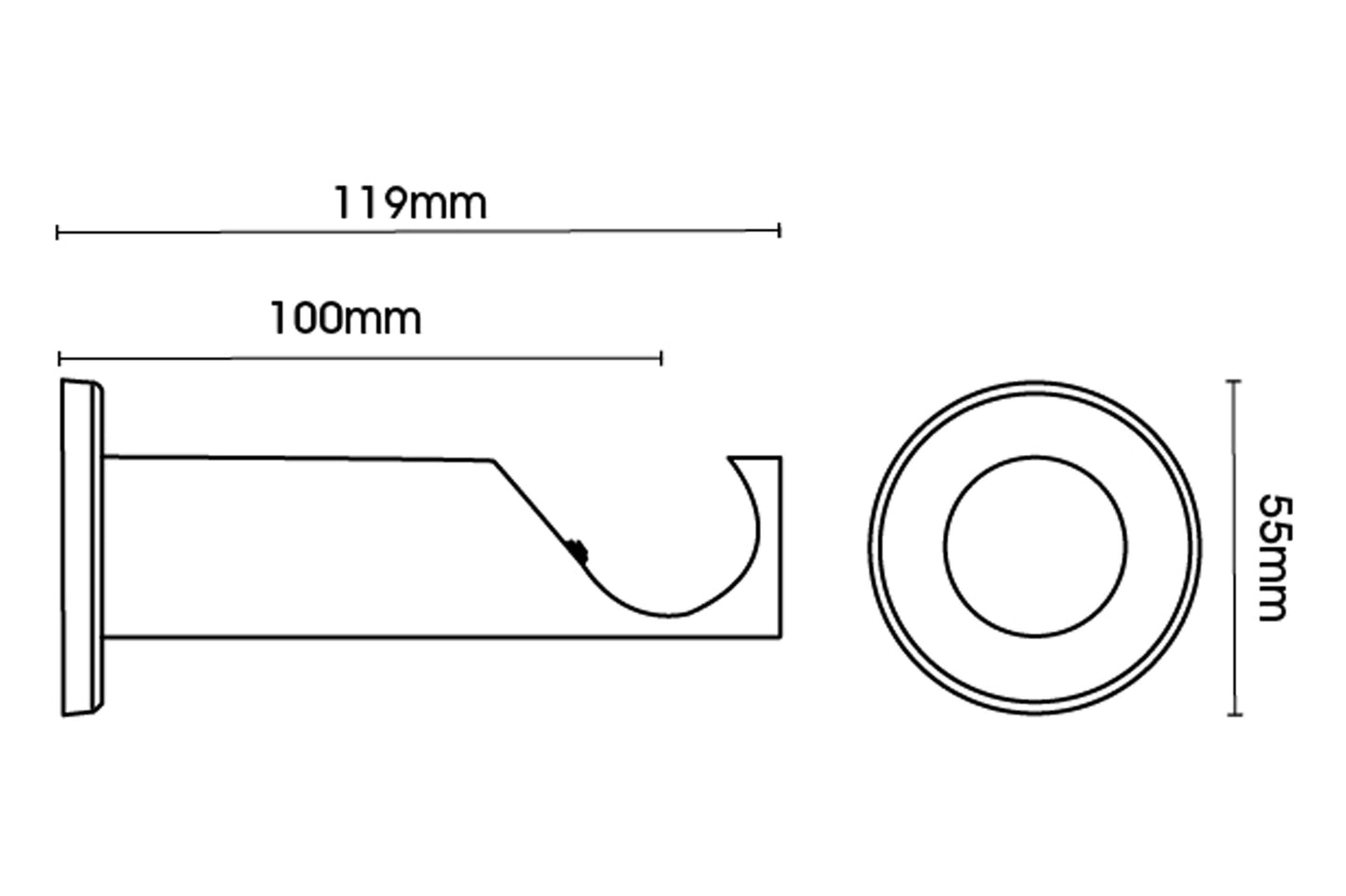 Swish 28mm Luxury Cylinder Metal Curtain Pole Bracket - Graphite