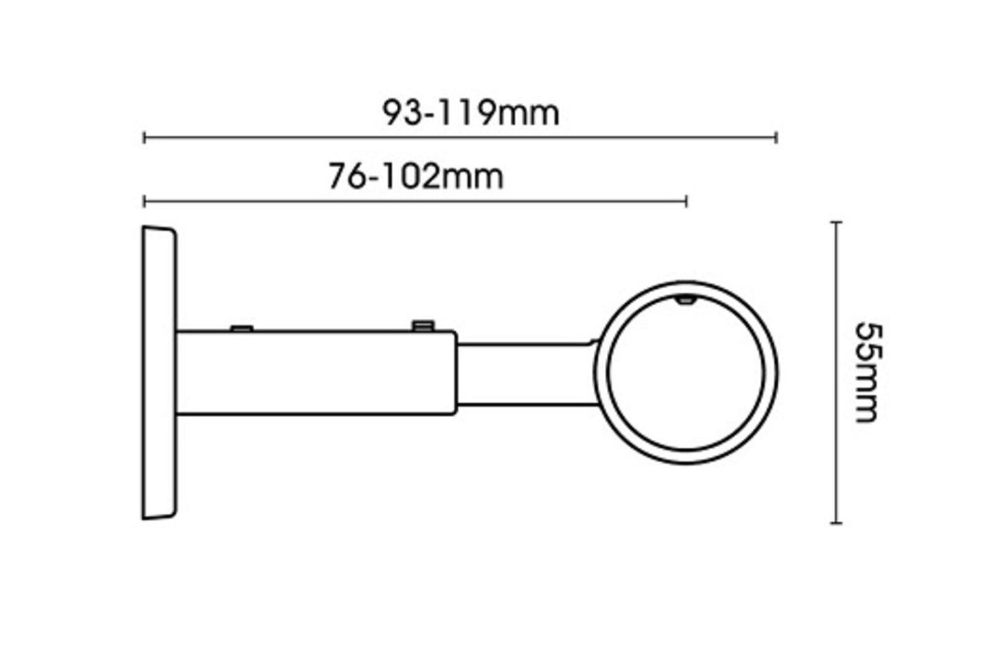 Integra Elements 28mm Ceiling/Wall Fix Metal Extendable Curtain Pole Bracket - Antique Brass