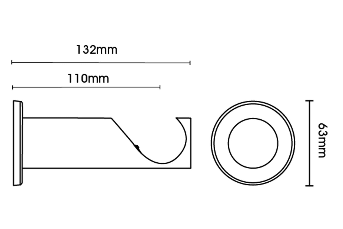 Swish 35mm Luxury Cylinder Metal Curtain Pole Bracket - Graphite