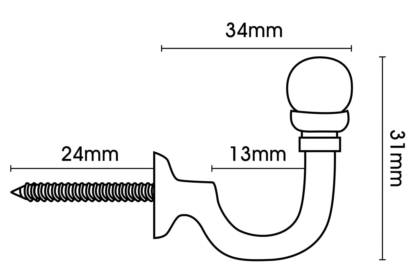 Swish Ball Metal Curtain Tieback Hooks (Pair) - Cream