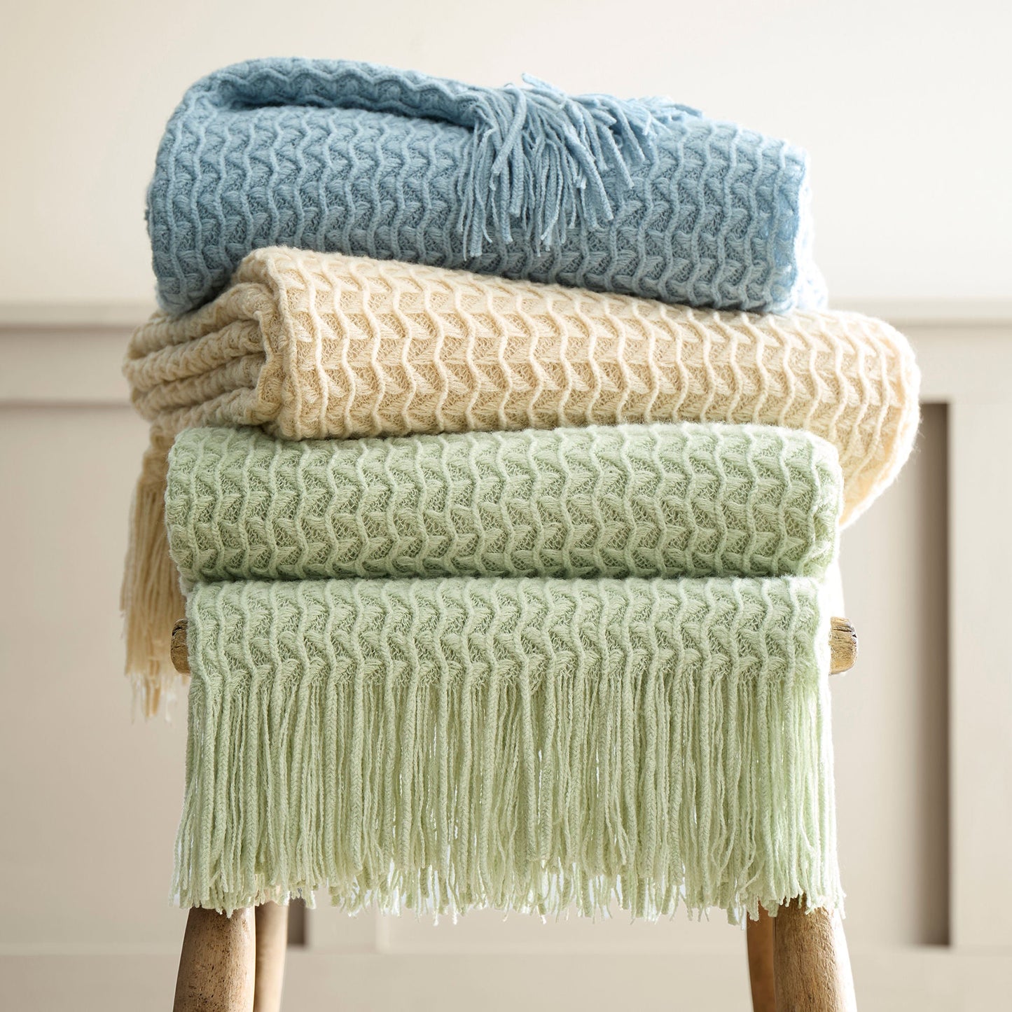 Textured Knit Throw in Blue 130 x 180cm - Throw - Appletree