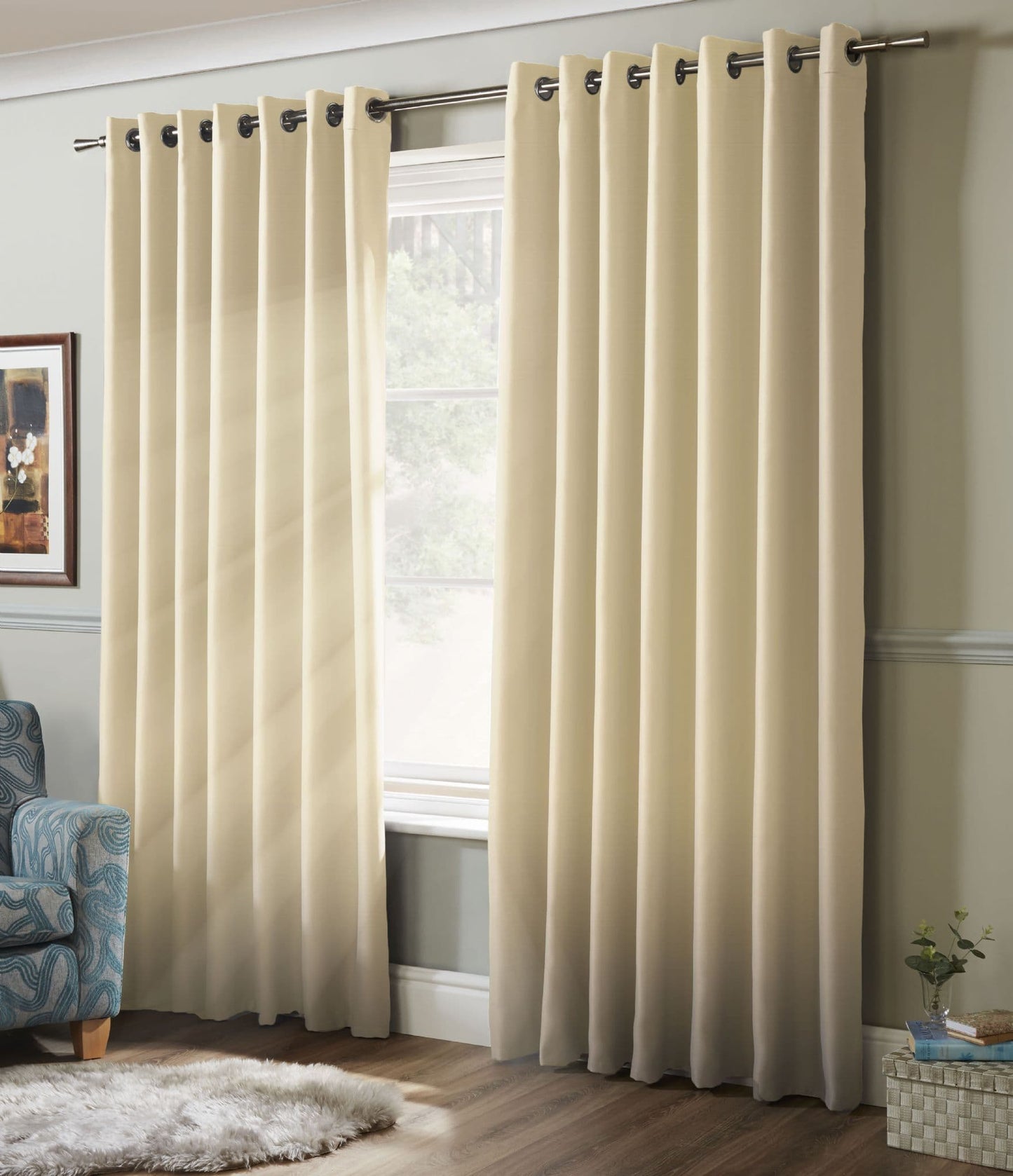 Alan Symonds 100% Blackout Eyelet Curtains - Cream