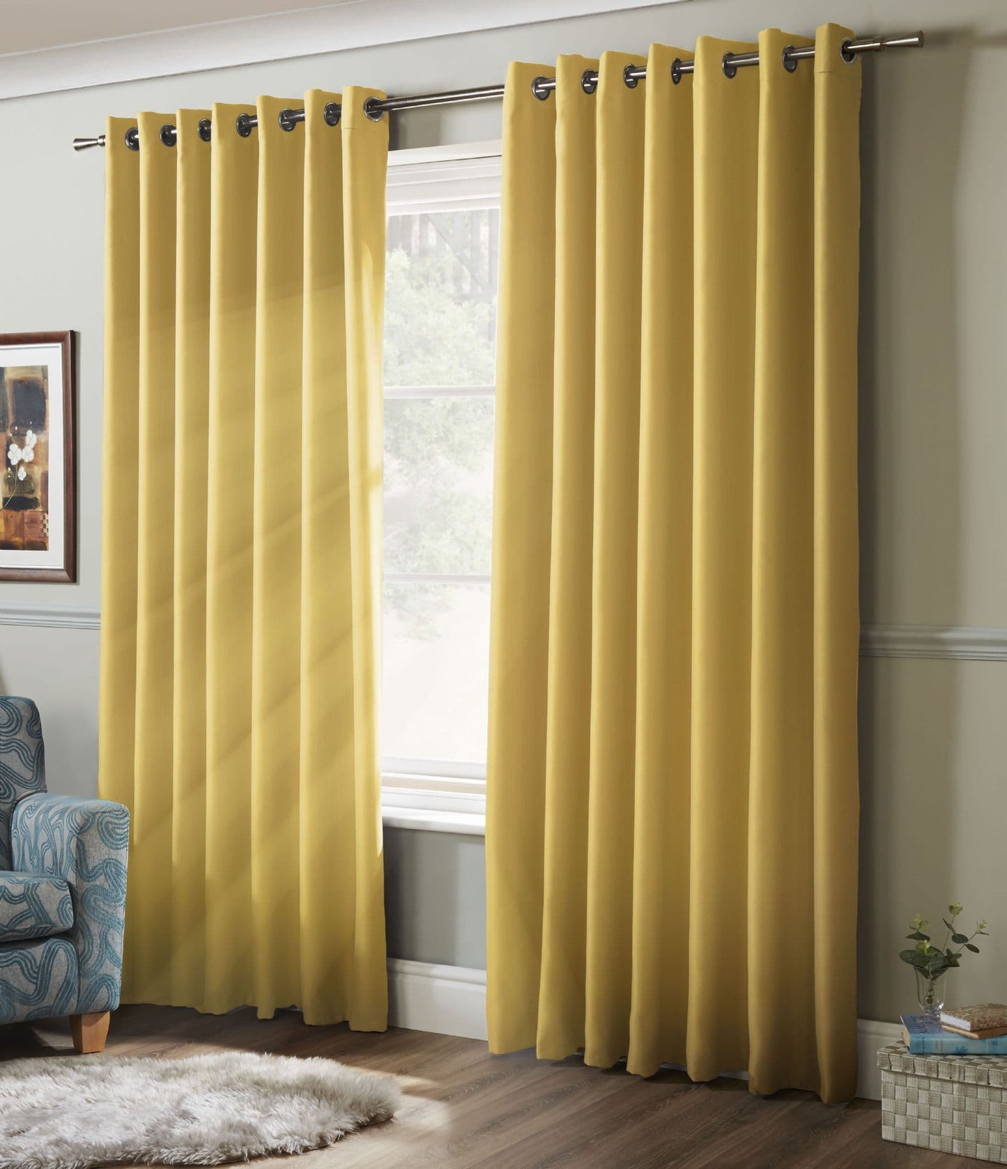 Alan Symonds 100% Blackout Eyelet Curtains - Ochre