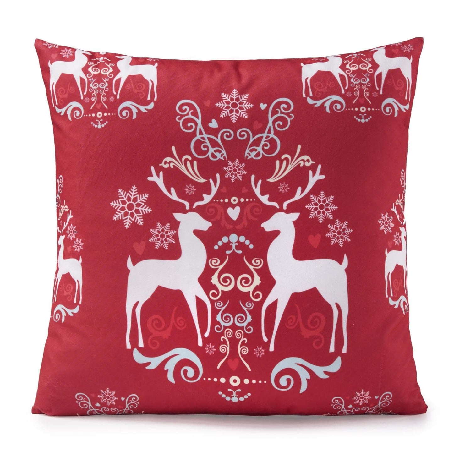 Alan Symonds Christmas Velvet Reindeer Red Filled Cushion