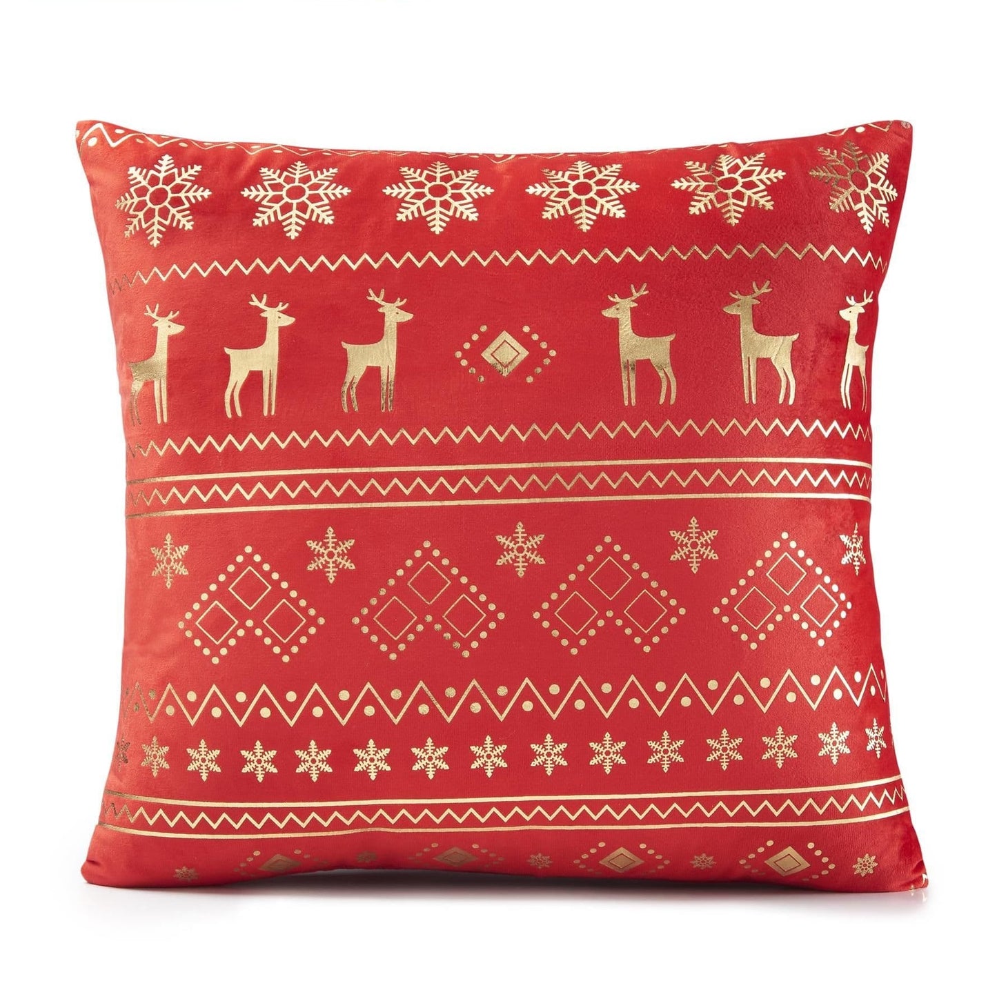 Alan Symonds Christmas Velvet Reindeer Red/Gold Filled Cushion
