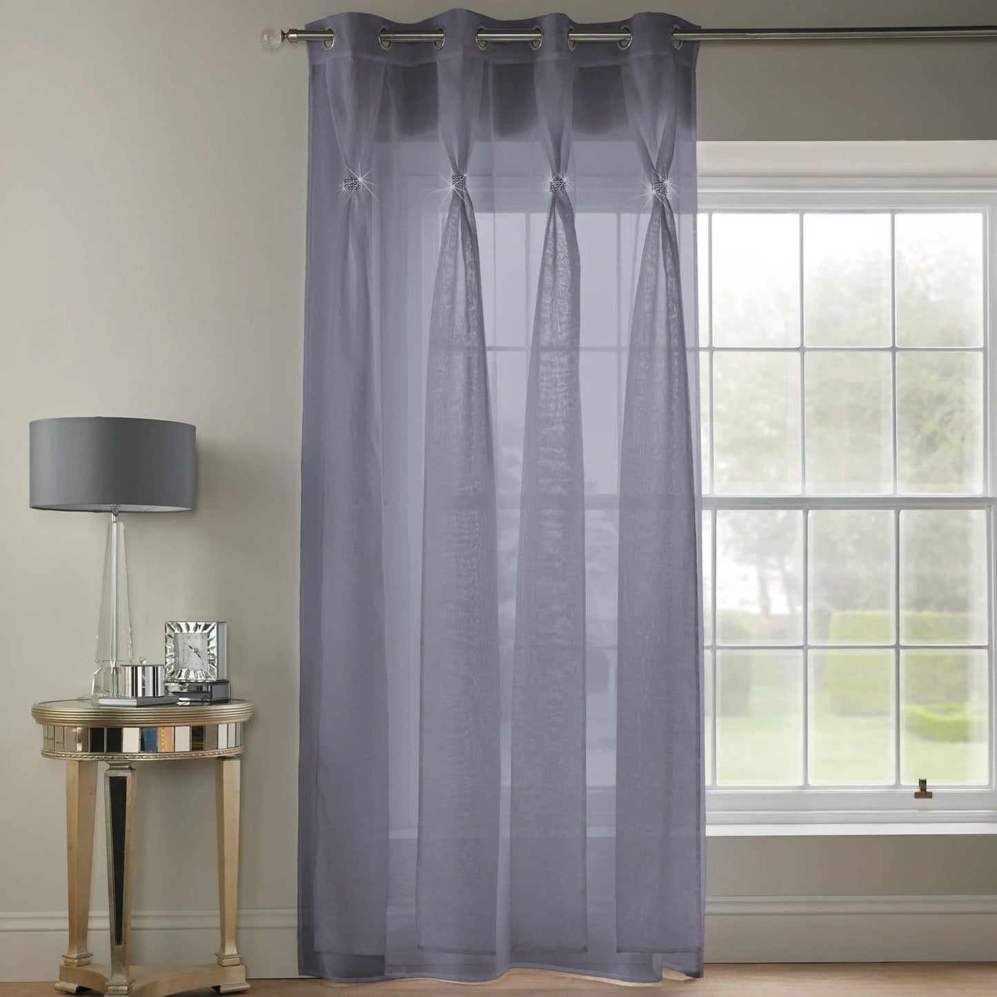Alan Symonds Diana Eyelet Voile Panel - Silver