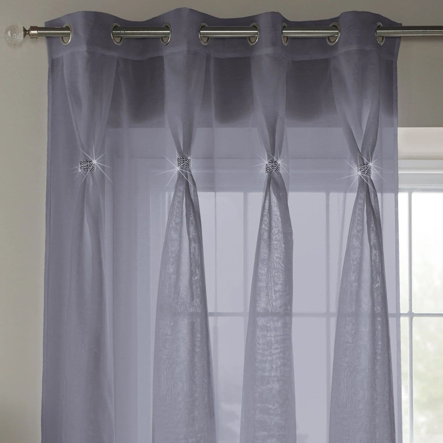Alan Symonds Diana Eyelet Voile Panel - Silver