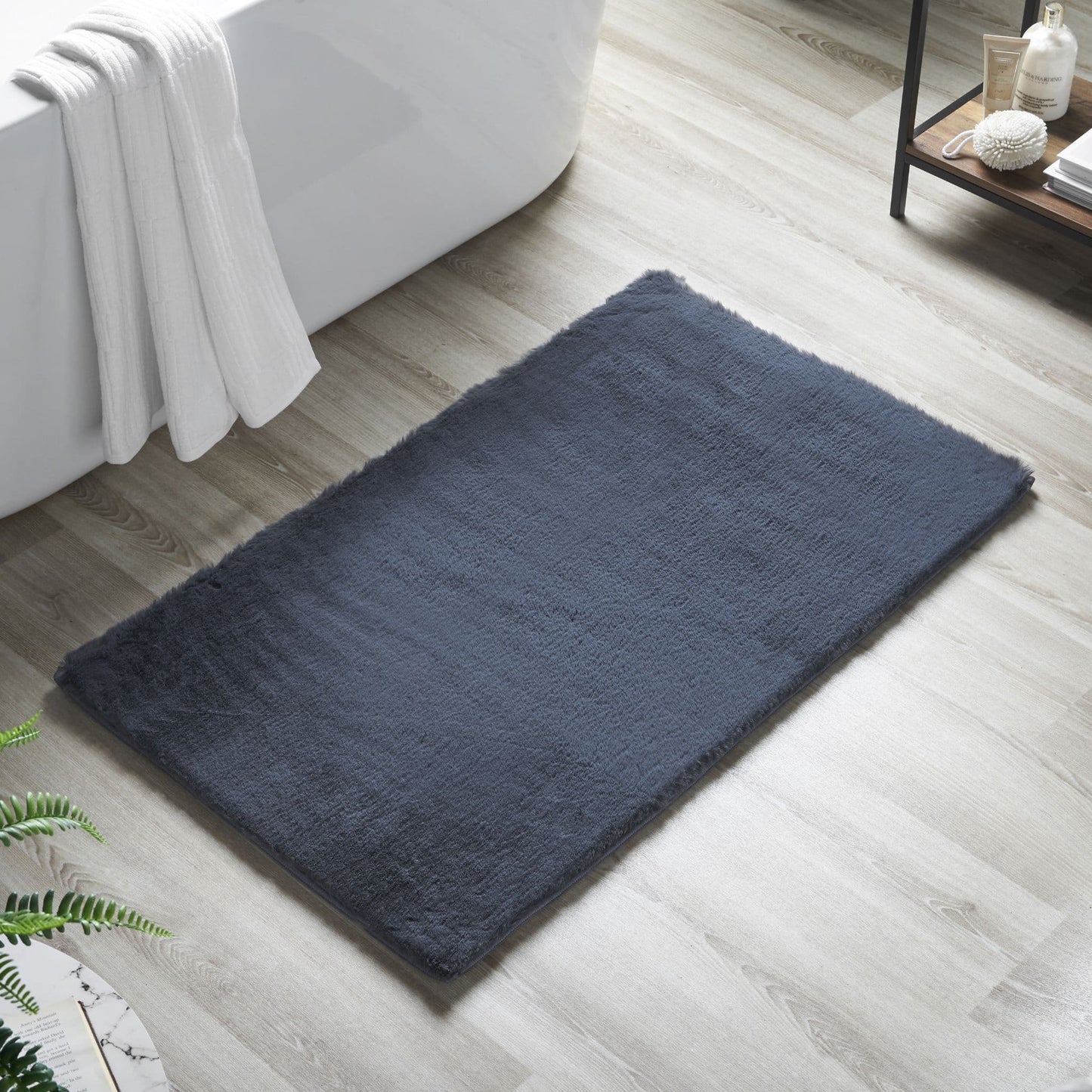 Alan Symonds Faux Rabbit Fur 2-Piece Bath Mat Set - Silver