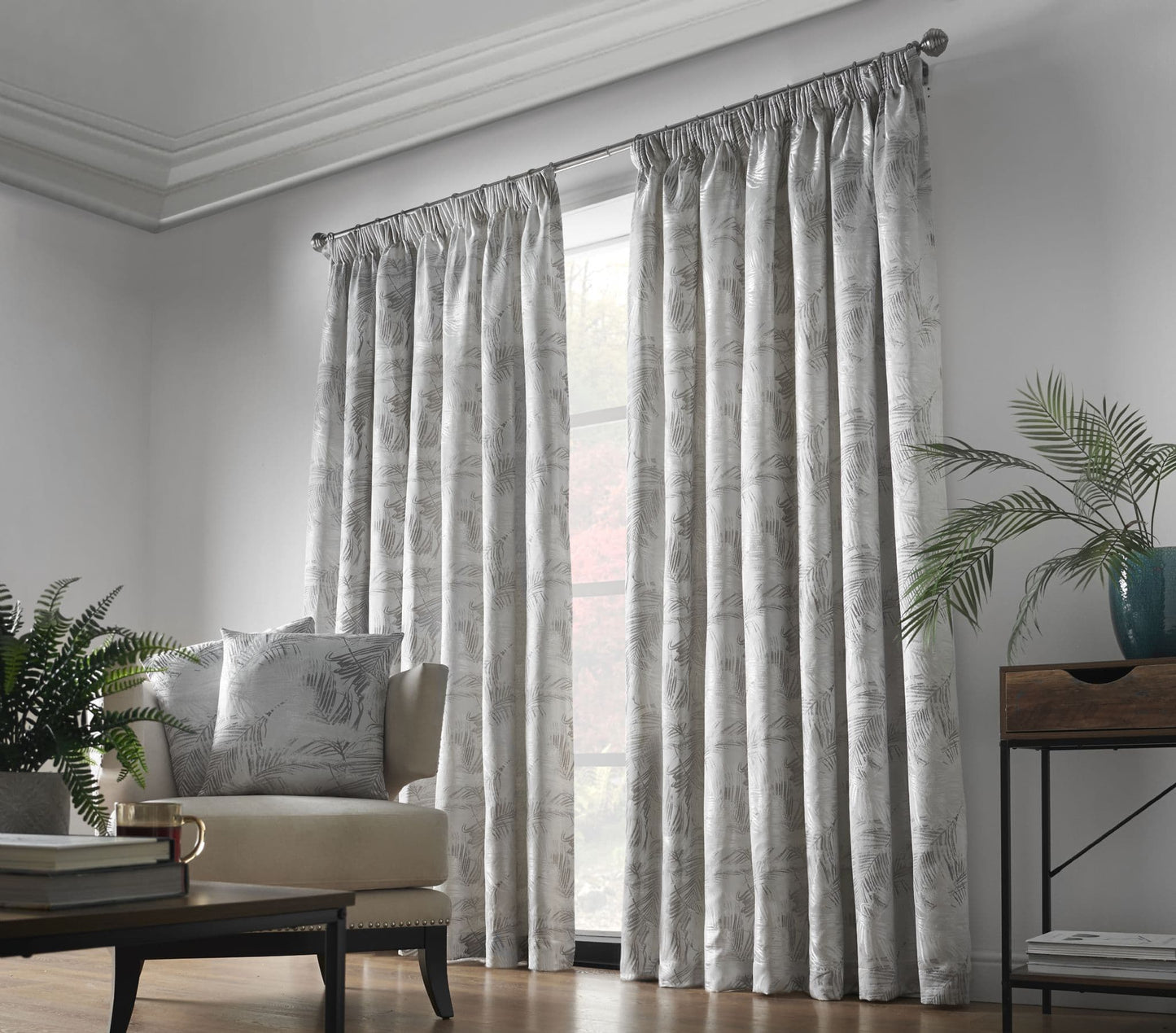 Alan Symonds Fiji Pencil Pleat Curtains - Silver