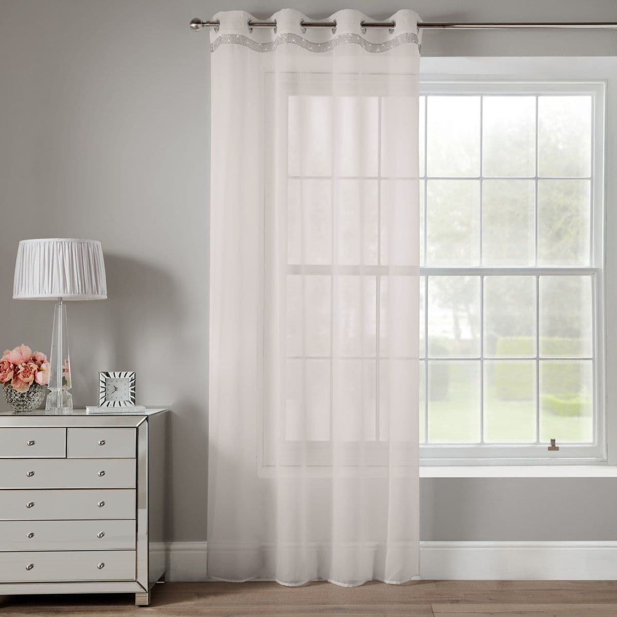 Alan Symonds Glitter Eyelet Voile Panel - Ivory