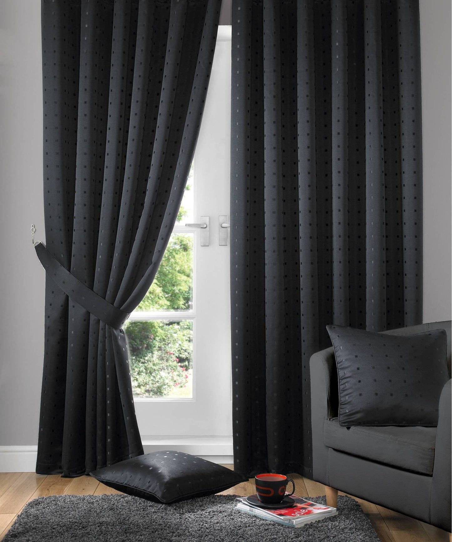 Alan Symonds Madison Pencil Pleat Curtains - Black