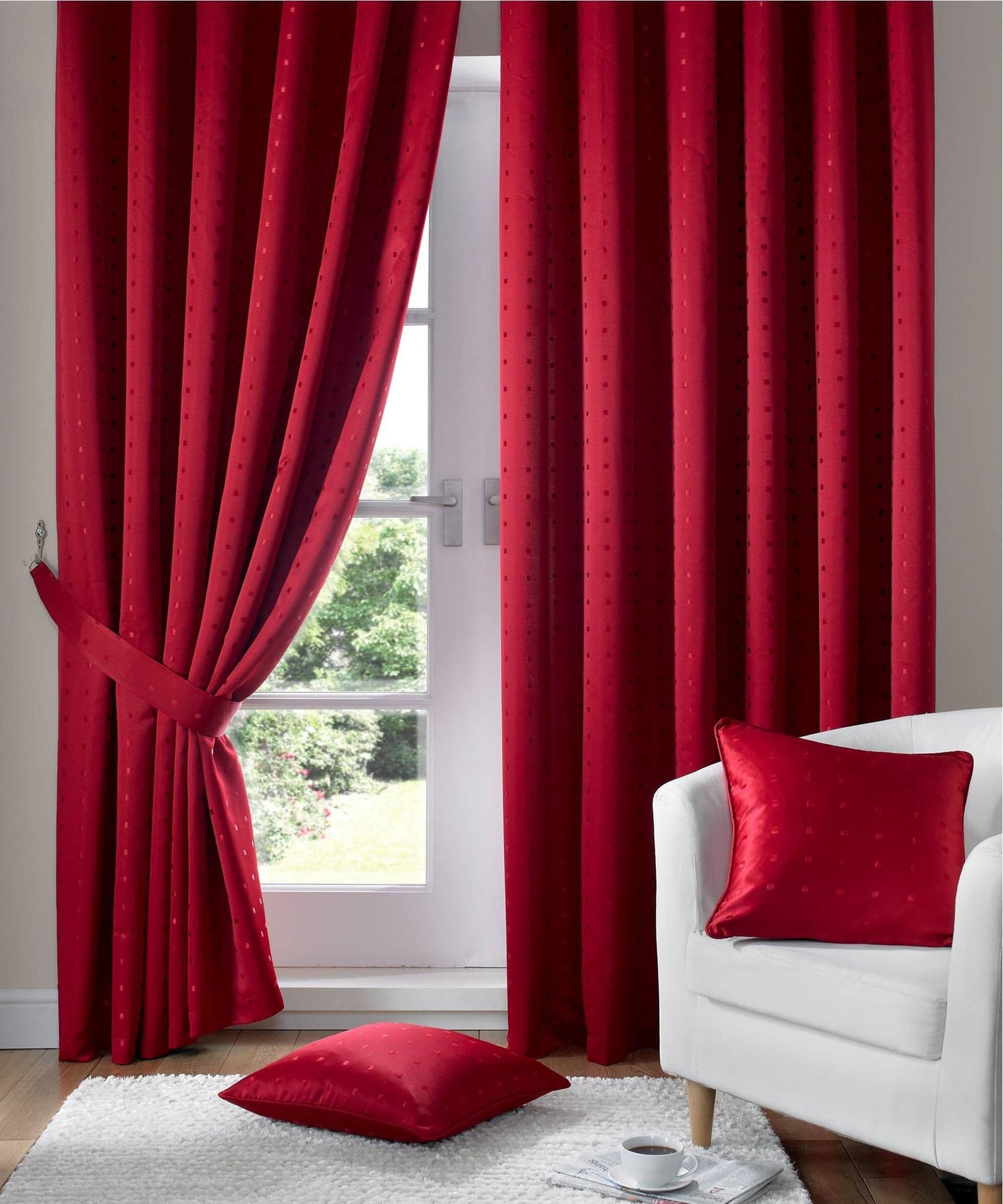 Alan Symonds Madison Pencil Pleat Curtains - Red