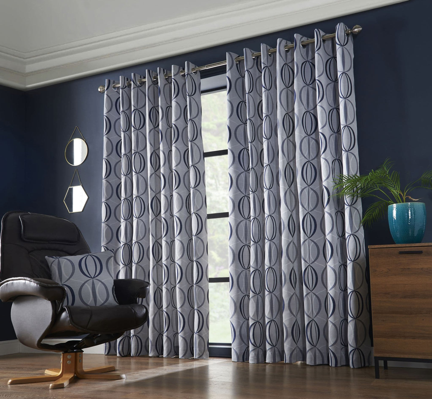 Alan Symonds Omega Eyelet Curtains - Navy