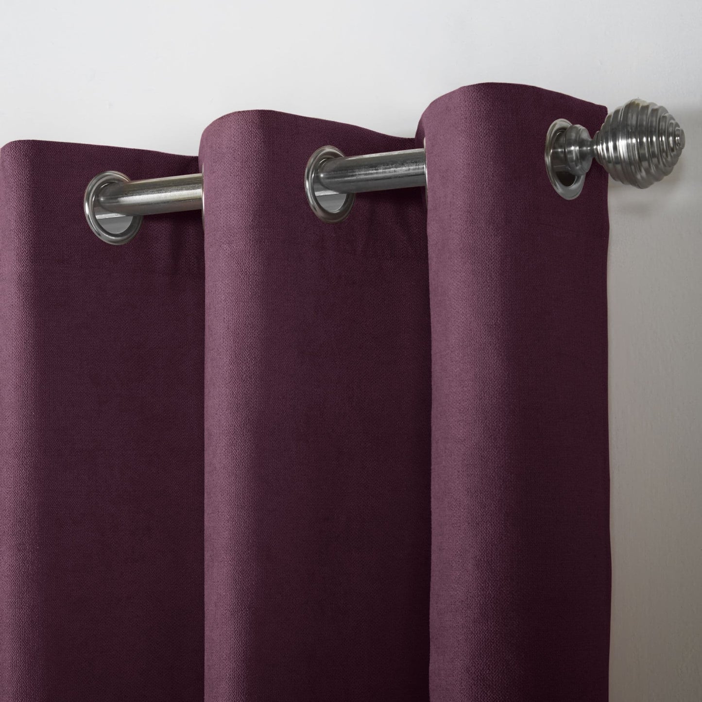 Alan Symonds Velvet Chenille Eyelet Curtains - Aubergine