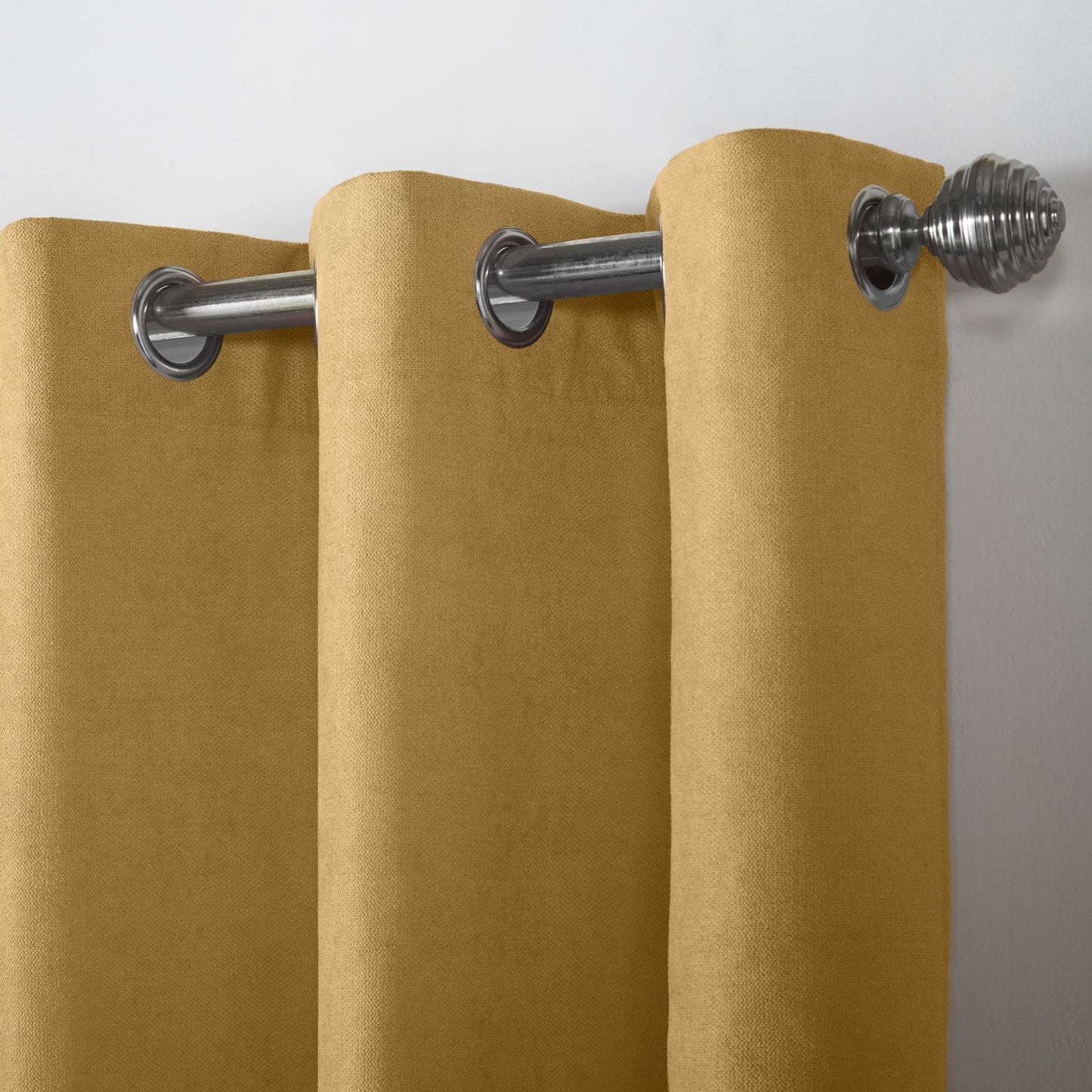 Alan Symonds Velvet Chenille Eyelet Curtains - Ochre