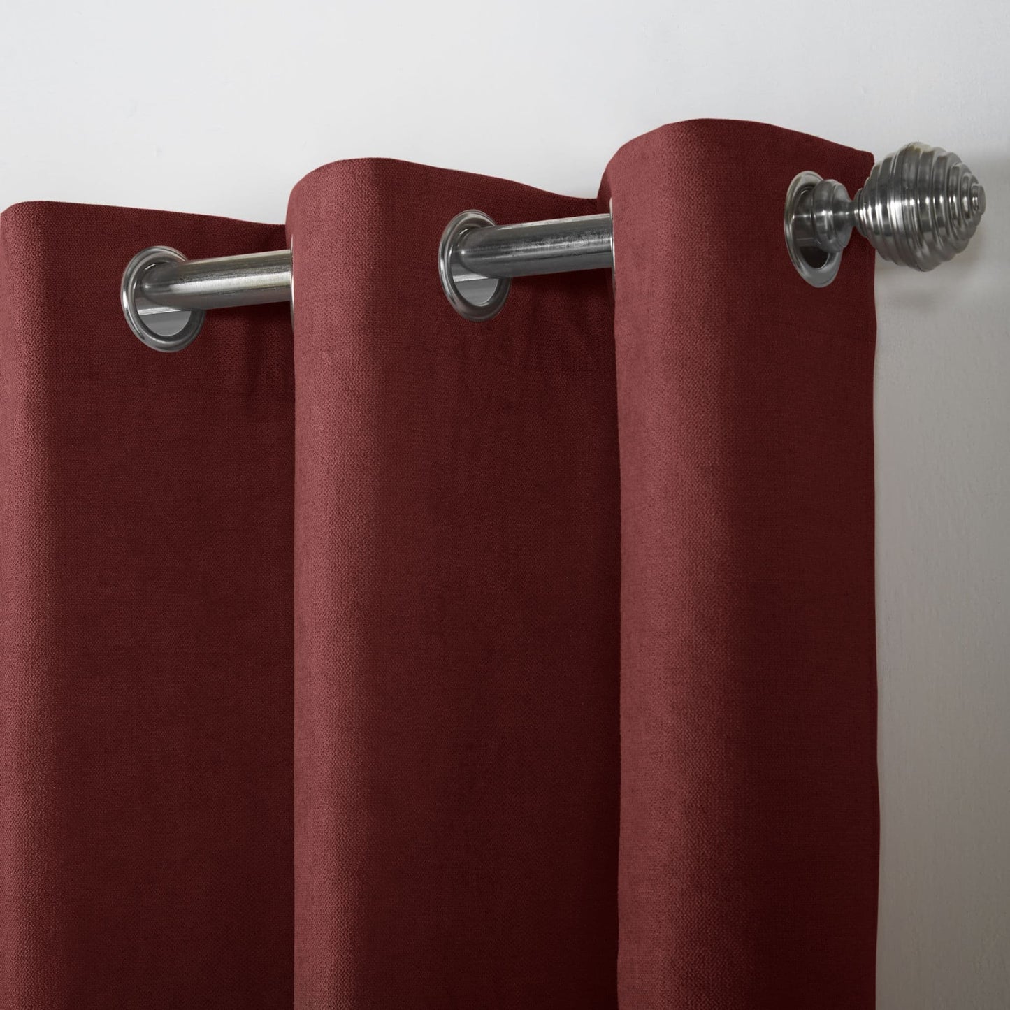 Alan Symonds Velvet Chenille Eyelet Curtains - Red