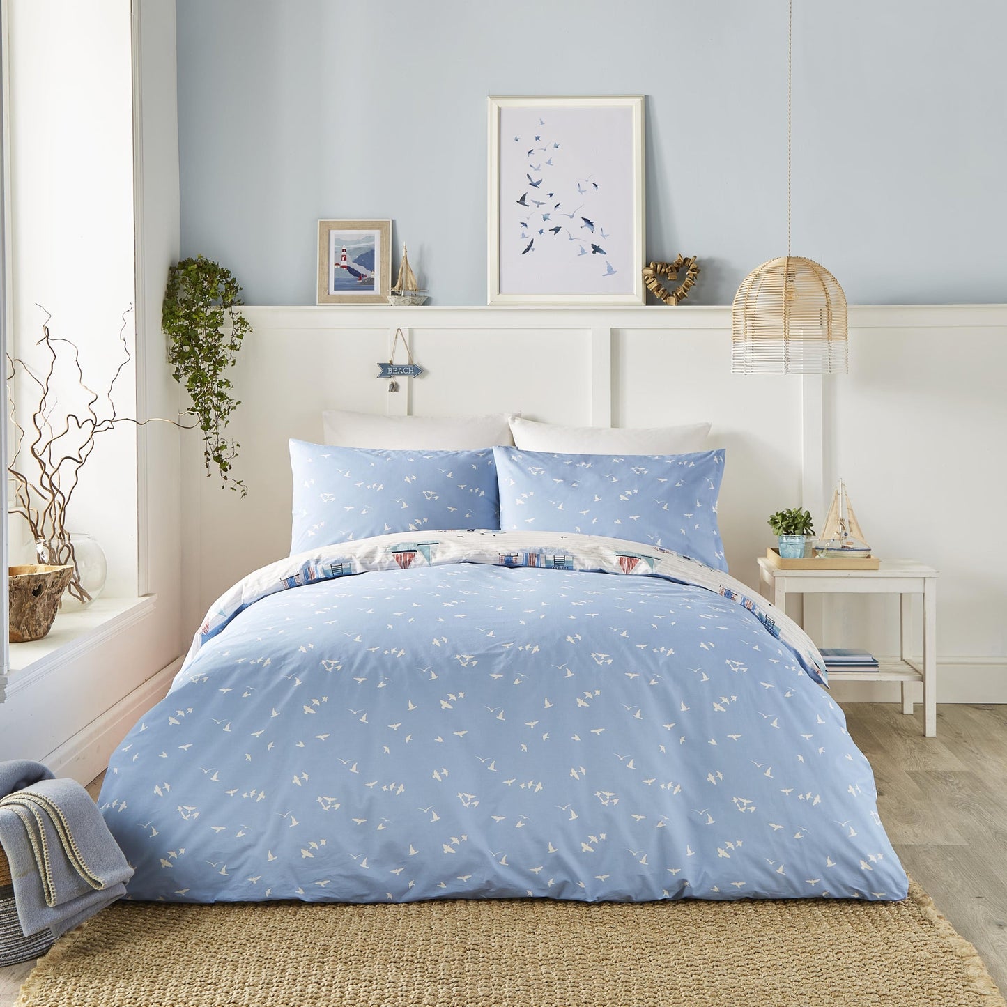 Beach Huts Duvet Cover Set by Fusion in Blue - Duvet Cover Set - Fusion