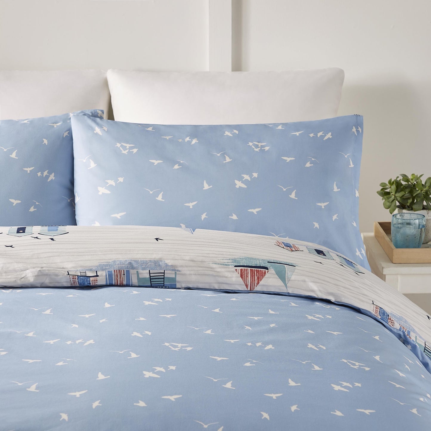 Beach Huts Duvet Cover Set by Fusion in Blue - Duvet Cover Set - Fusion