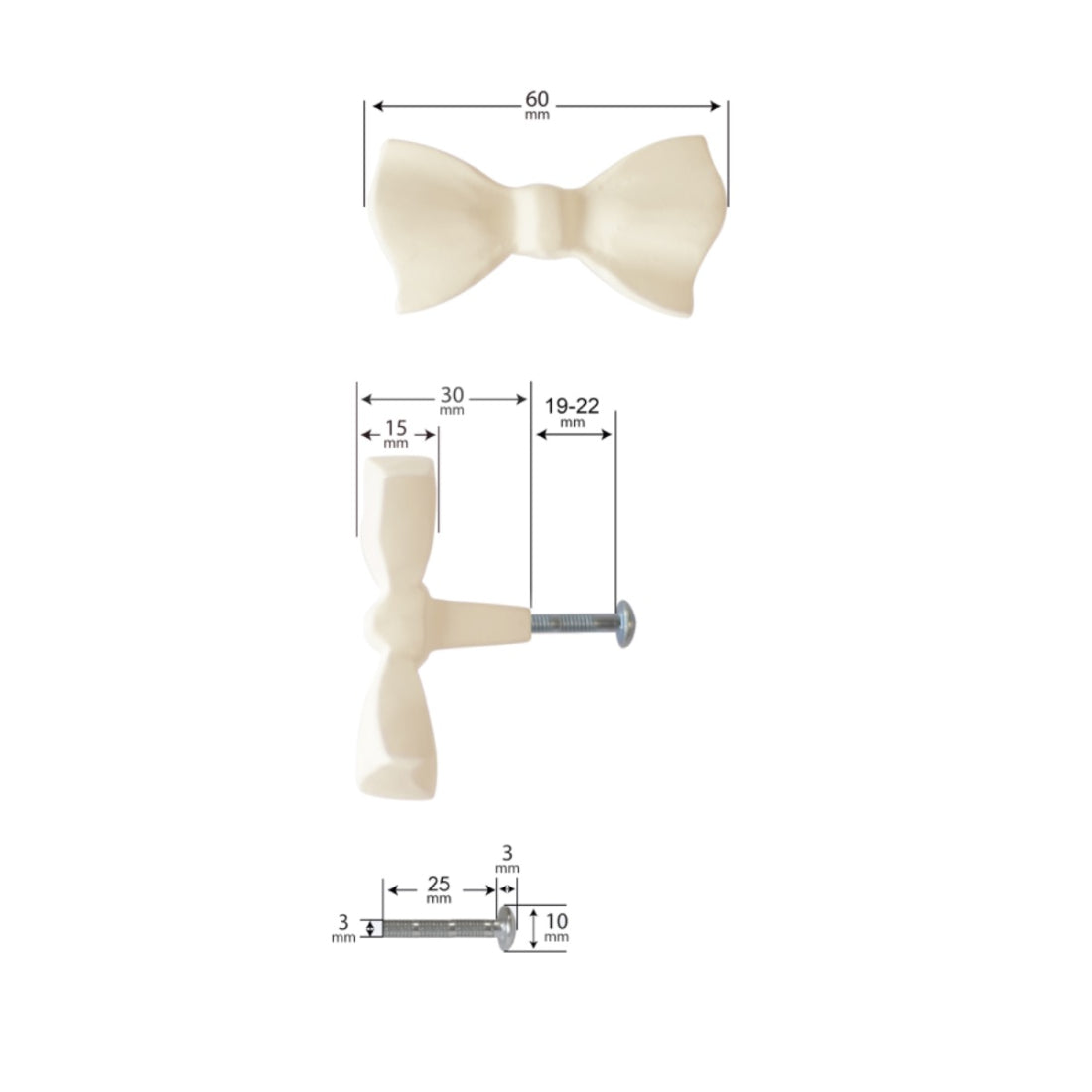 Laura Ashley Bow Drawer Pulls (Pack of 4) - Off White