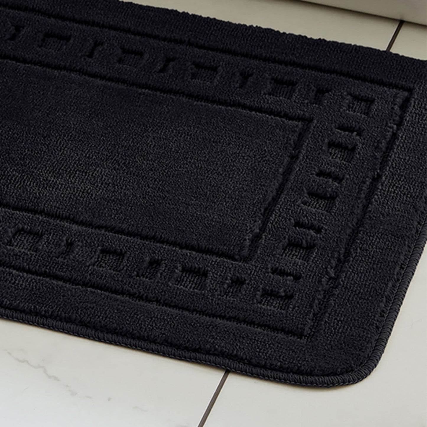 Catherine Lansfield Armoni Bath Mat and Pedestal Set - Black