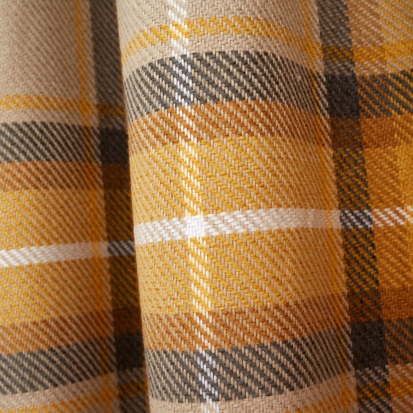 Catherine Lansfield Brushed Heritage Check Eyelet Curtains - Ochre