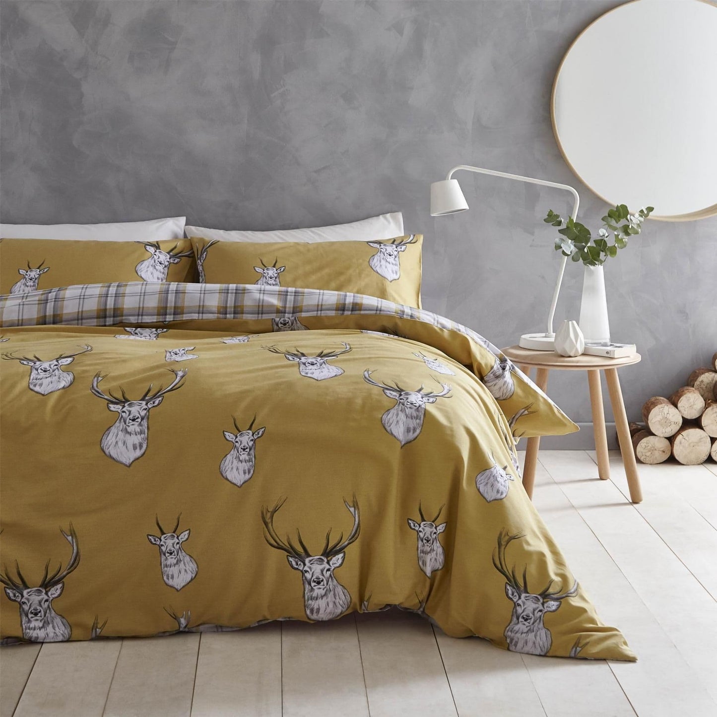 Catherine Lansfield Stag Duvet Cover Set - Ochre