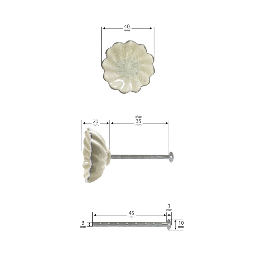 Laura Ashley Scalloped Drawer Pulls (Pack of 4) - Off White & Silver