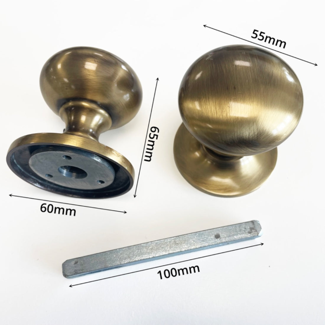 Jones Concealed Mortice Door Knobs (Pair) - Antique Brass