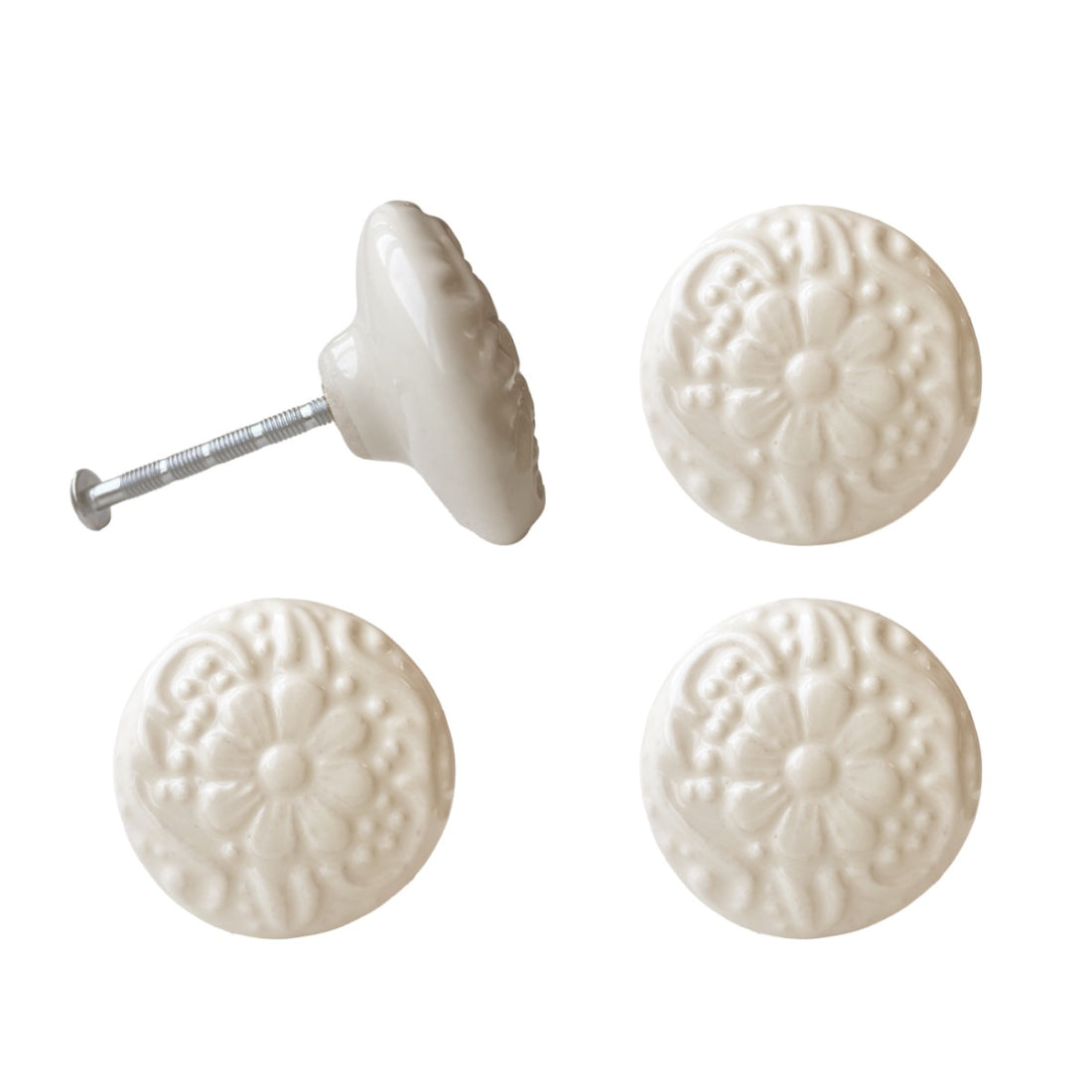Laura Ashley Embossed Drawer Pulls (Pack of 4) - Cream