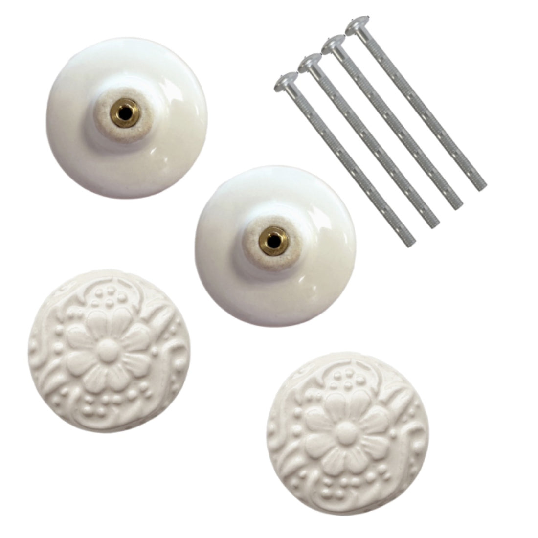 Laura Ashley Embossed Drawer Pulls (Pack of 4) - Cream