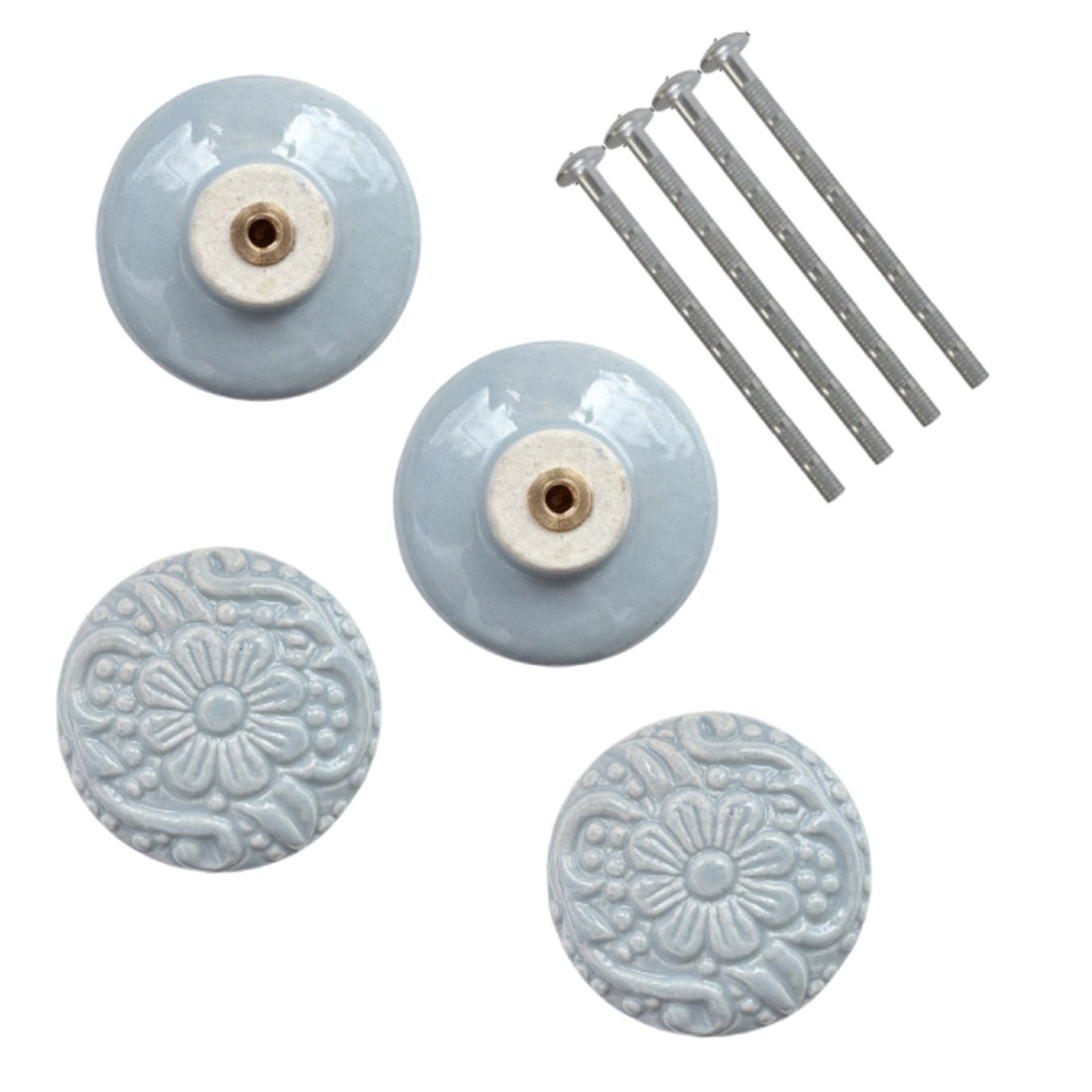 Laura Ashley Embossed Drawer Pulls (Pack of 4) - Dark Duck Egg