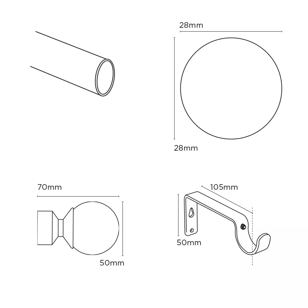Speedy Rome Eyelet 28mm Metal Curtain Pole - Satin Silver