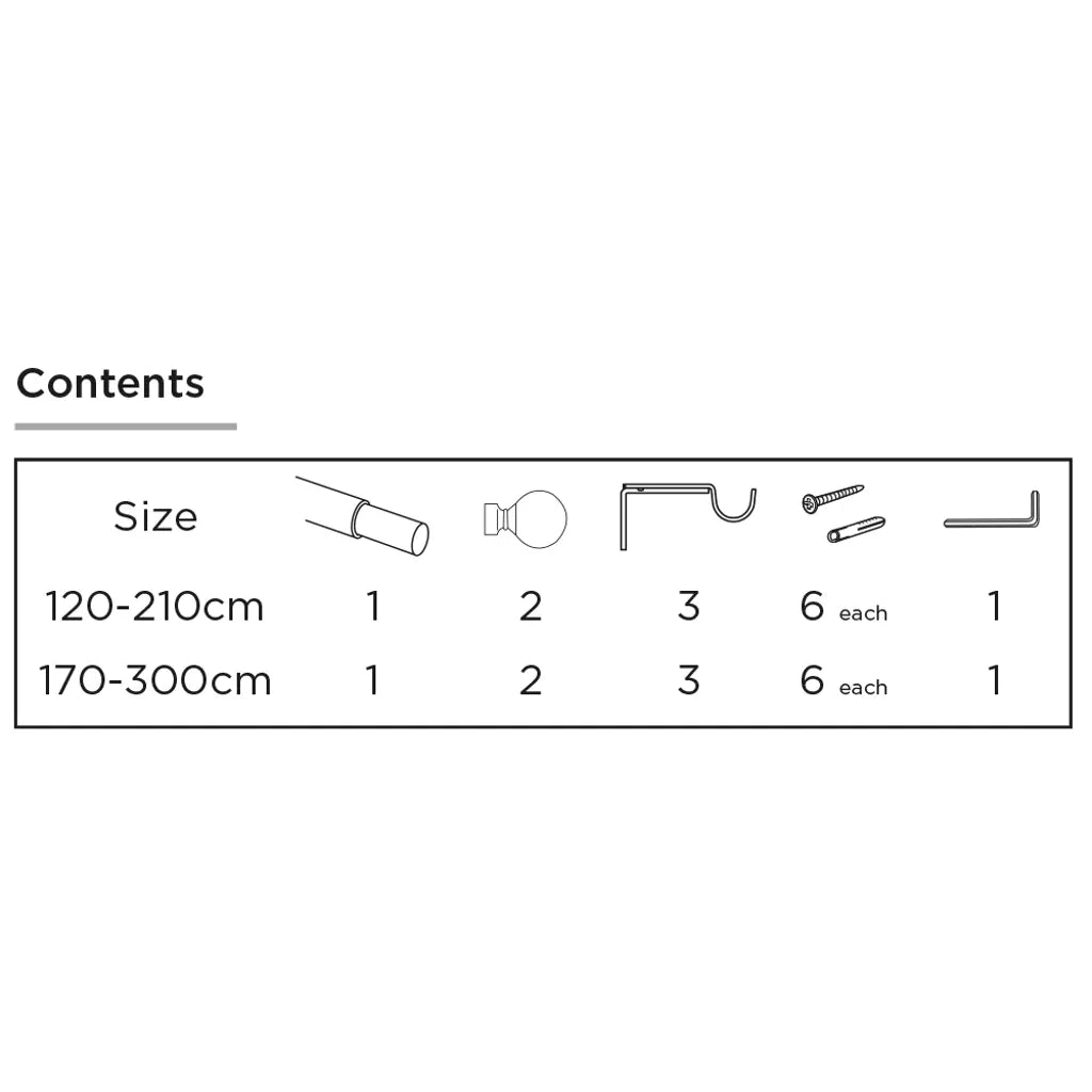 Speedy Eyelet Ball 22/25mm Extendable Metal Curtain Pole - Satin Silver