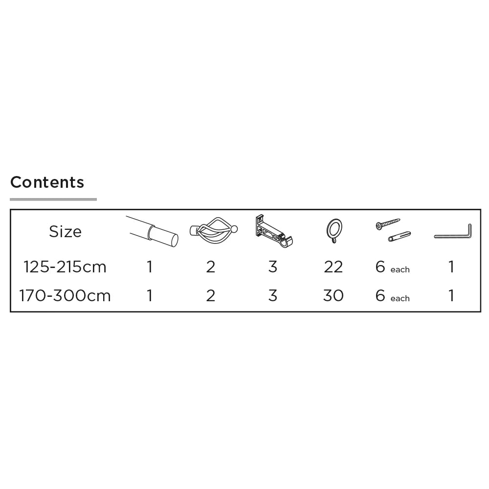 Speedy Crown 16/19mm Extendable Metal Curtain Pole - Black