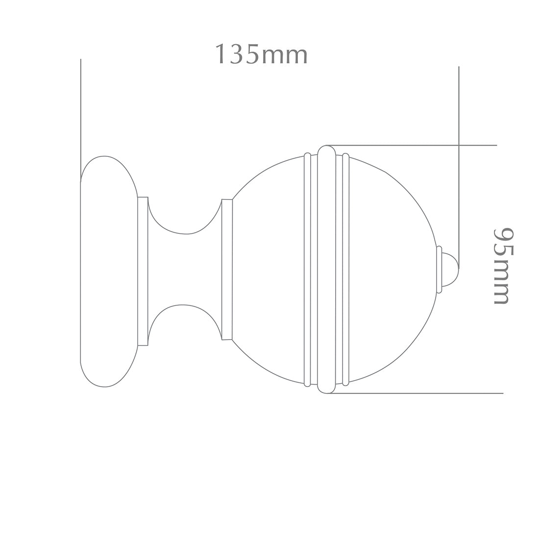 Jones Estate Ribbed Ball 48mm Wooden Curtain Pole - Lead