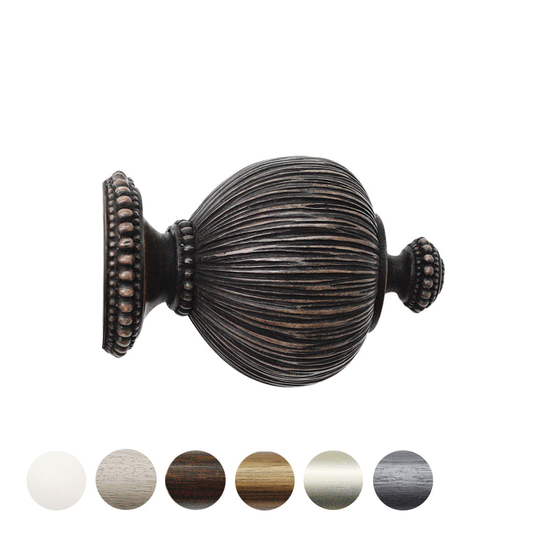 Jones Florentine Pleated 48mm Wooden Curtain Pole Finial - Oak