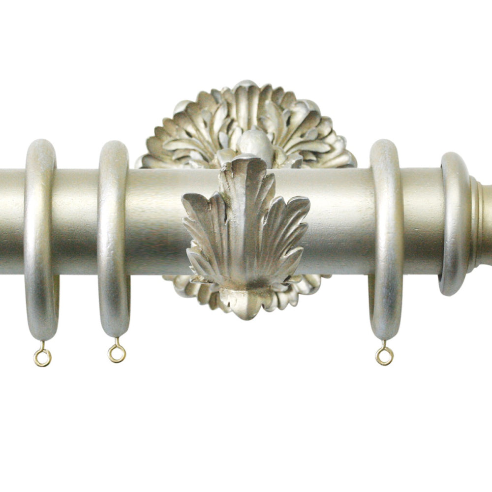 Jones Florentine 48mm Wooden Curtain Pole Acanthus Bracket - Champagne Silver