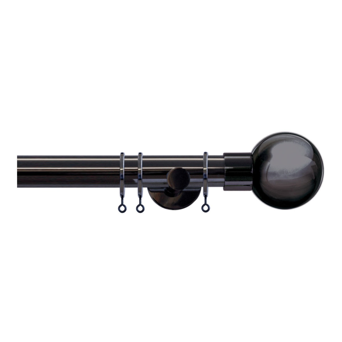 Jones Strand Ball 35mm Metal Curtain Pole Finials (Pair) - Black Nickel