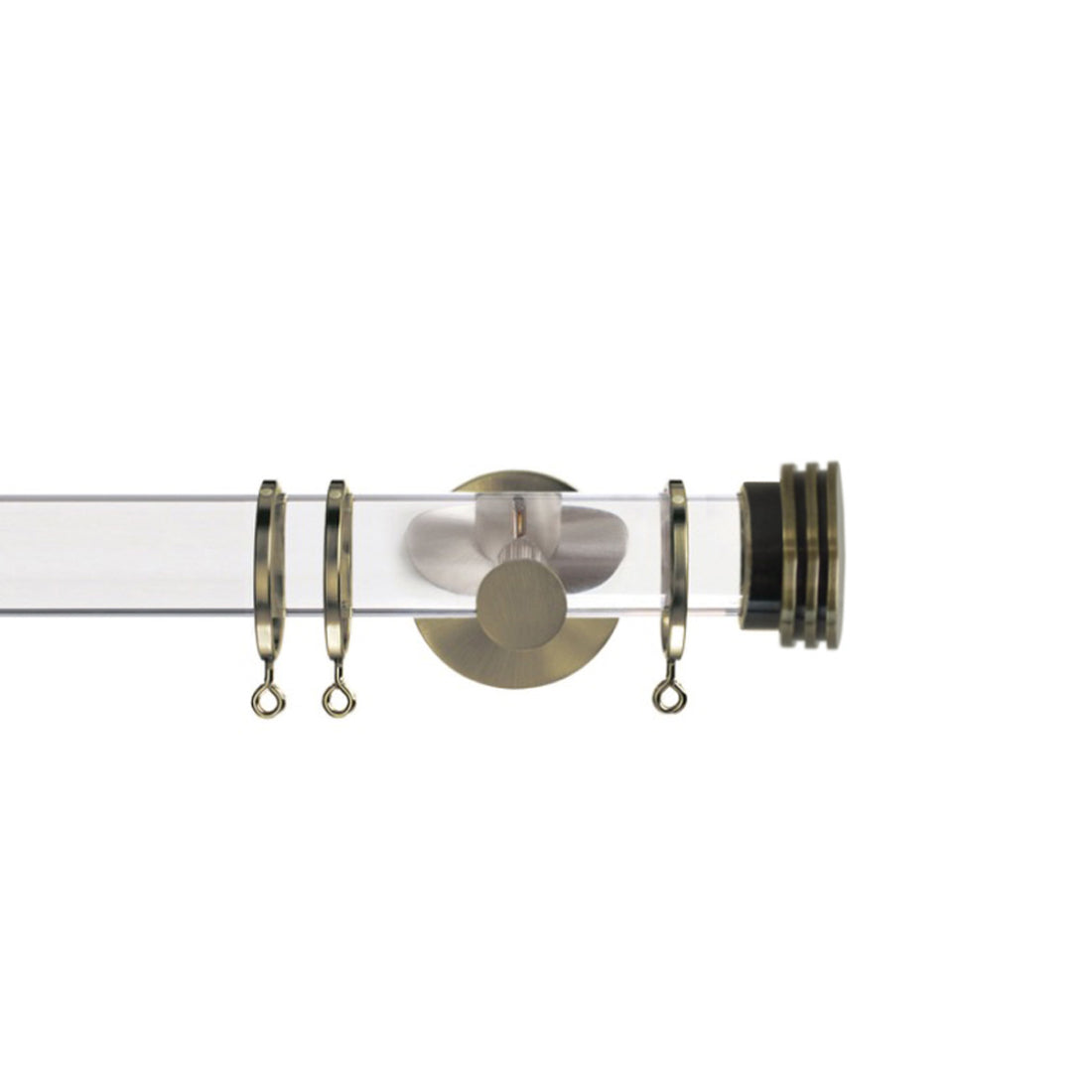 Jones Strand Ribbed End Stop 35mm Metal Curtain Pole Finials (Pair) - Burnished Brass