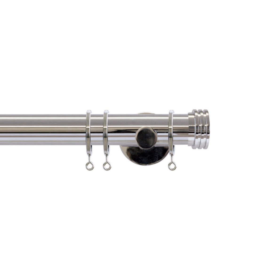 Jones Strand Ribbed End Stop 35mm Metal Curtain Pole Finials (Pair) - Chrome