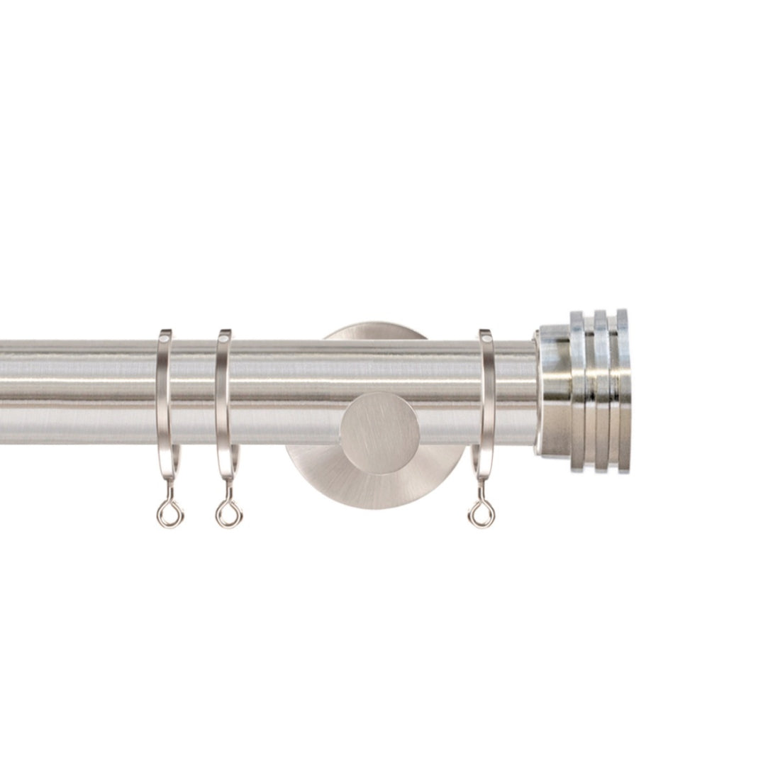 Jones Strand Ribbed End Stop 35mm Metal Curtain Pole Finials (Pair) - Matt Nickel