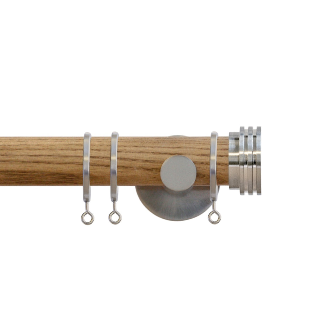 Jones Strand Ribbed End Stop 35mm Metal Curtain Pole Finials (Pair) - Matt Nickel