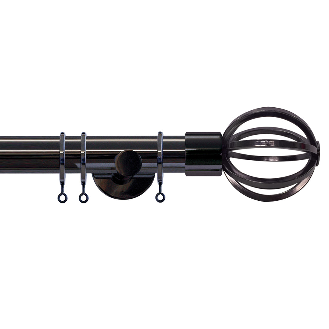 Jones Strand Cage 35mm Metal Curtain Pole Finials (Pair) - Black Nickel