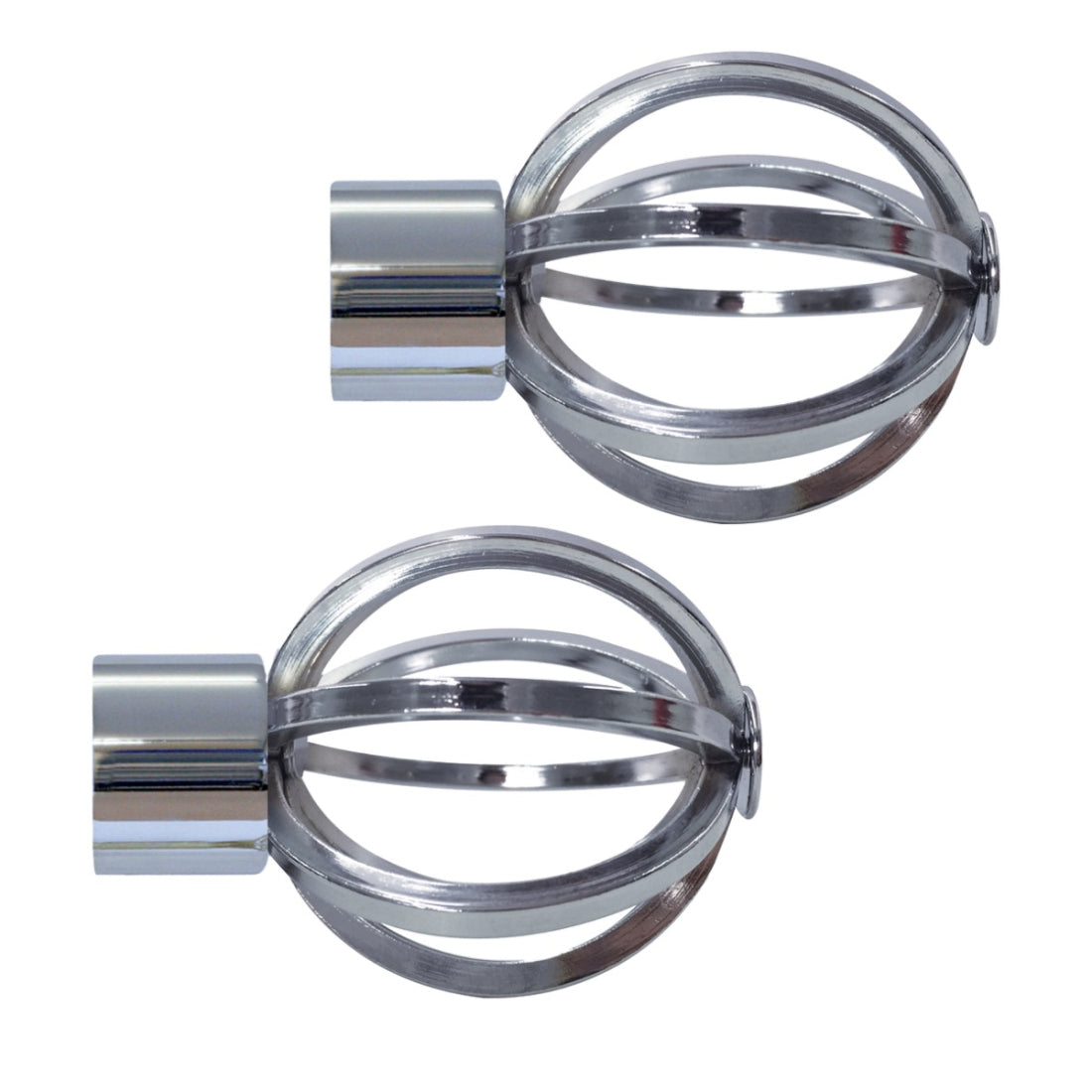 Jones Strand Cage 35mm Metal Curtain Pole Finials (Pair) - Chrome