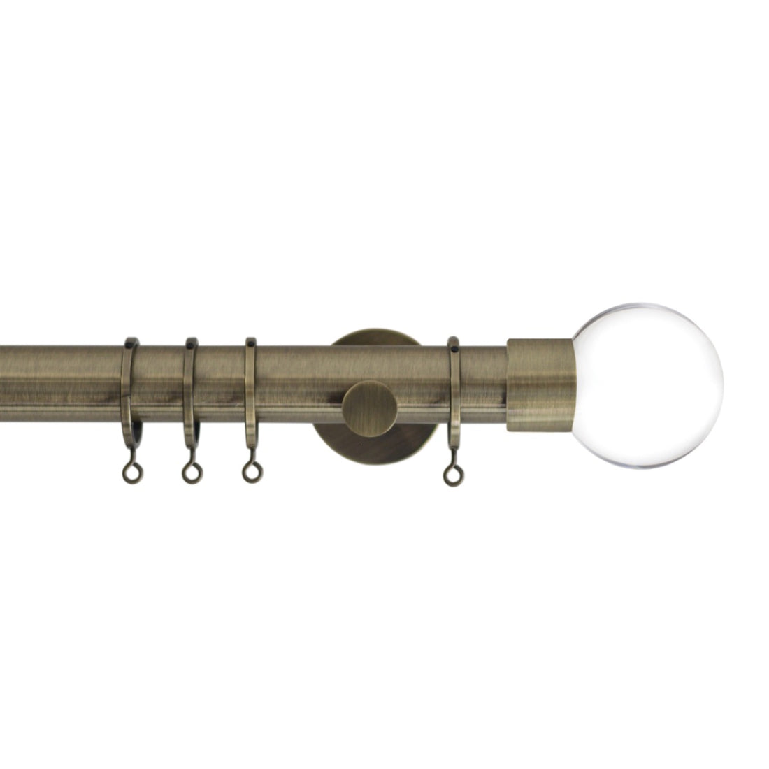 Jones Strand Clear Ball 35mm Metal Curtain Pole Finials (Pair) - Burnished Brass