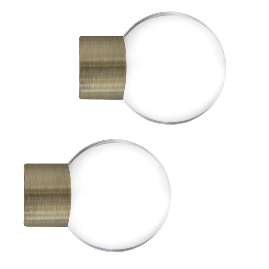 Jones Strand Clear Ball 35mm Metal Curtain Pole Finials (Pair) - Burnished Brass