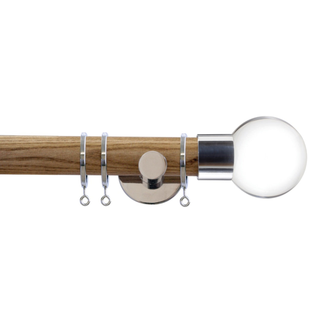 Jones Strand Clear Ball 35mm Metal Curtain Pole Finials (Pair) - Chrome