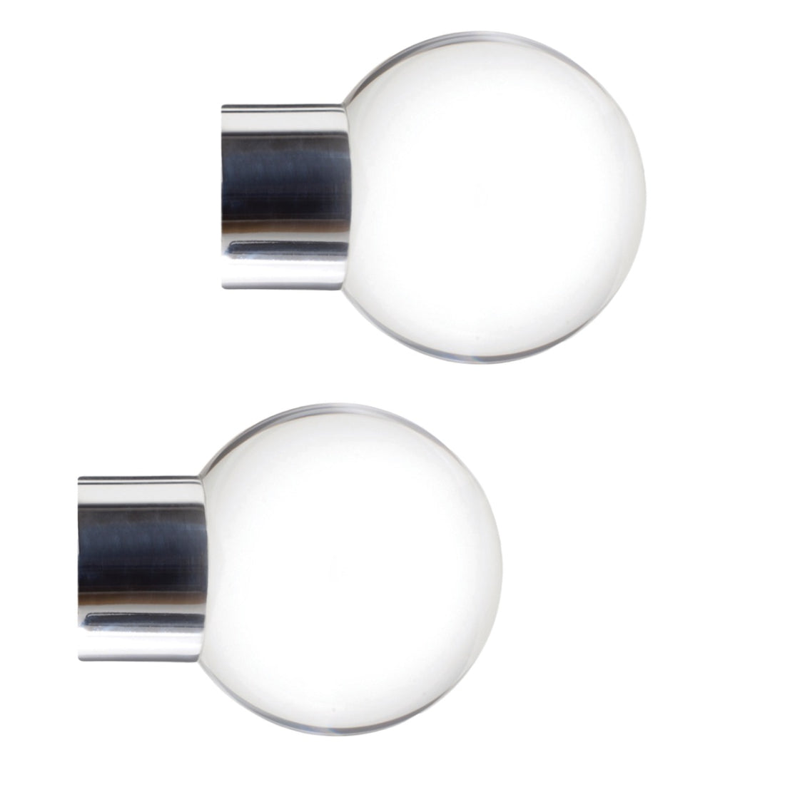 Jones Strand Clear Ball 35mm Metal Curtain Pole Finials (Pair) - Chrome