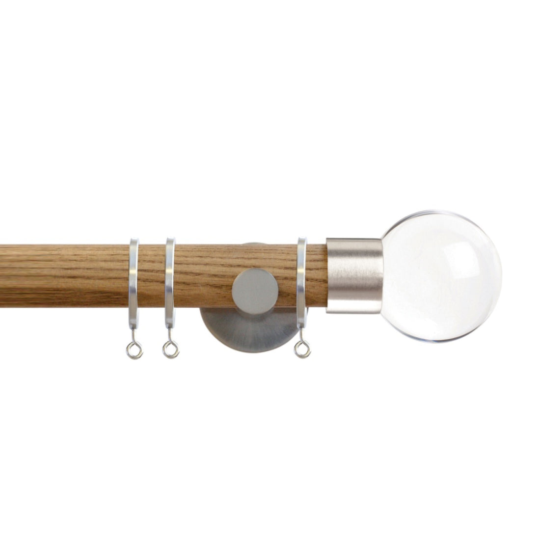 Jones Strand Clear Ball 35mm Metal Curtain Pole Finials (Pair) - Matt Nickel