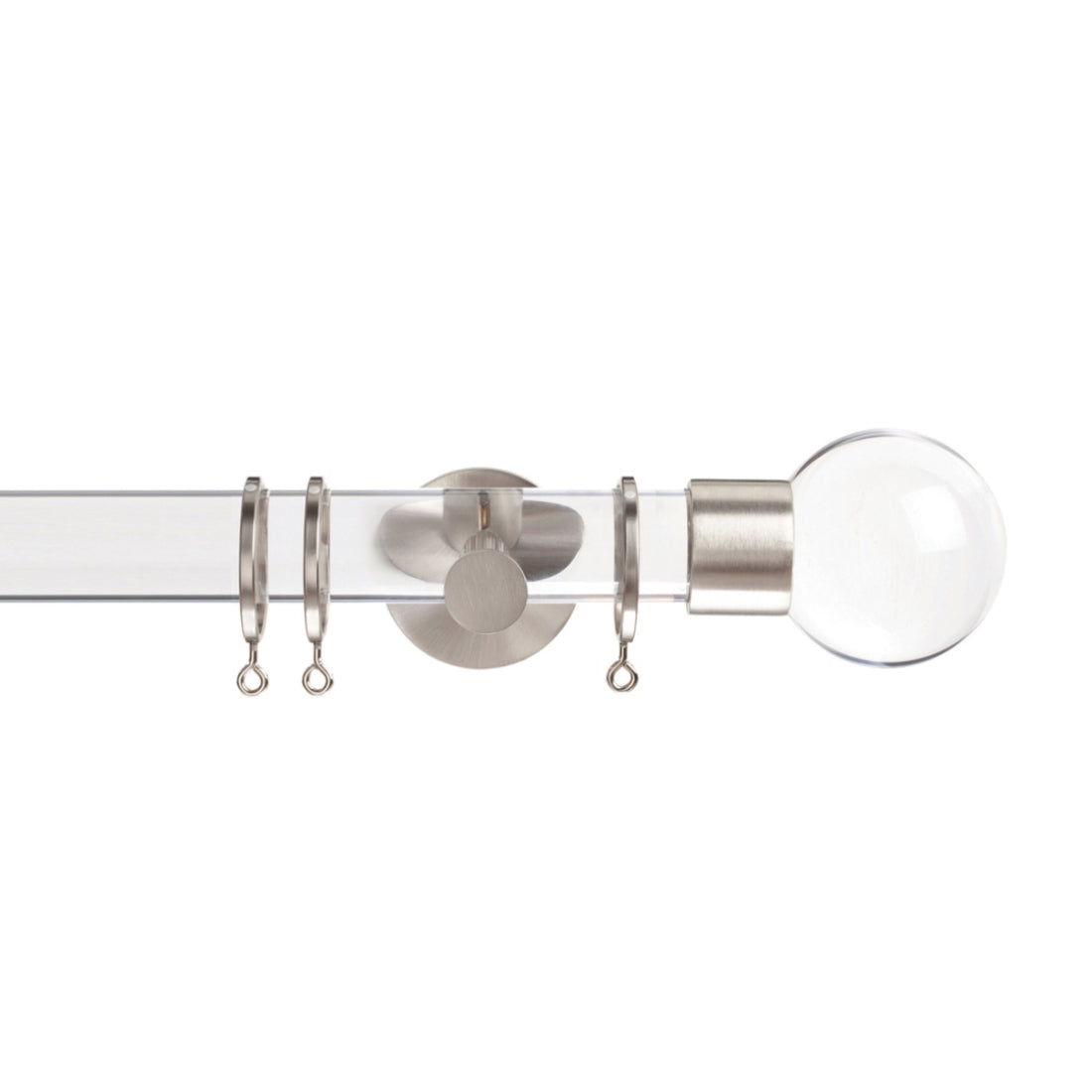 Jones Strand Clear Ball 35mm Metal Curtain Pole Finials (Pair) - Matt Nickel
